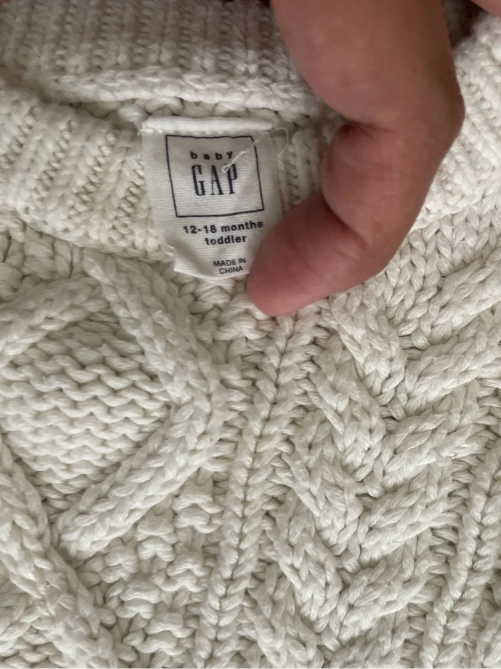 Baby GAP Cream Cable Knit Crew Sweater Dress (12-18 months)
